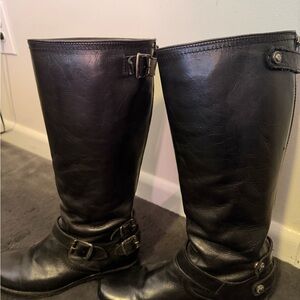 Frye Black Leather Moto Boots